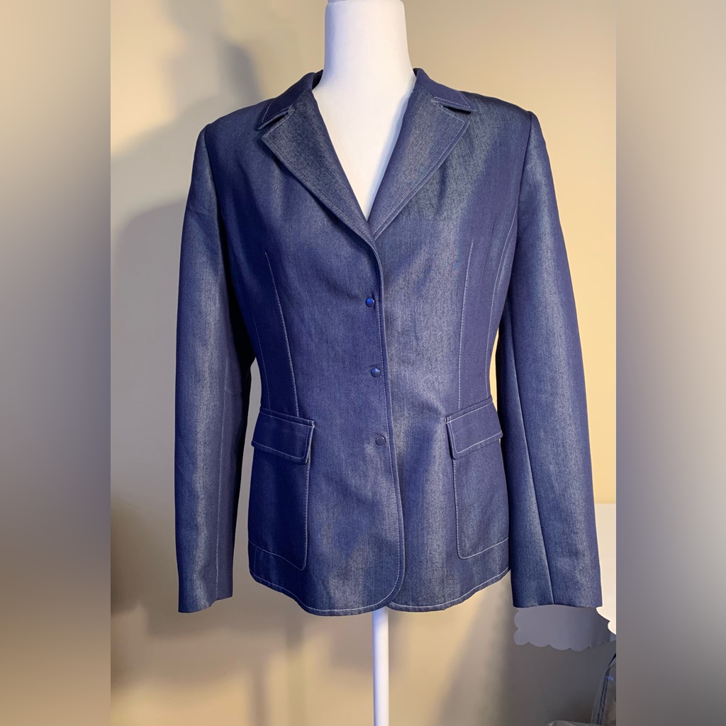 Euc: Blazer - Denim(Ish) With Sheen, Button-Up, Vintage 1980s, Lena Gabrielle Ny